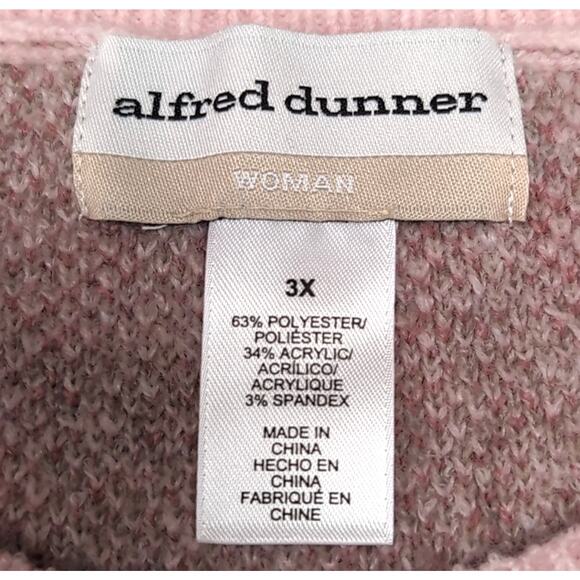 Alfred Dunner Fair Isle Sweater Womens Plus Size Pink 3X Embroidered NEW NWT $73 - Picture 5 of 13